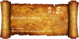 Korsós Endre névjegykártya